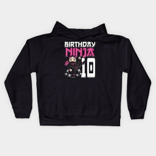 Birthday Ninja 10 Girl Pink Shinobi Themed 10th B-Day Party Kids Hoodie